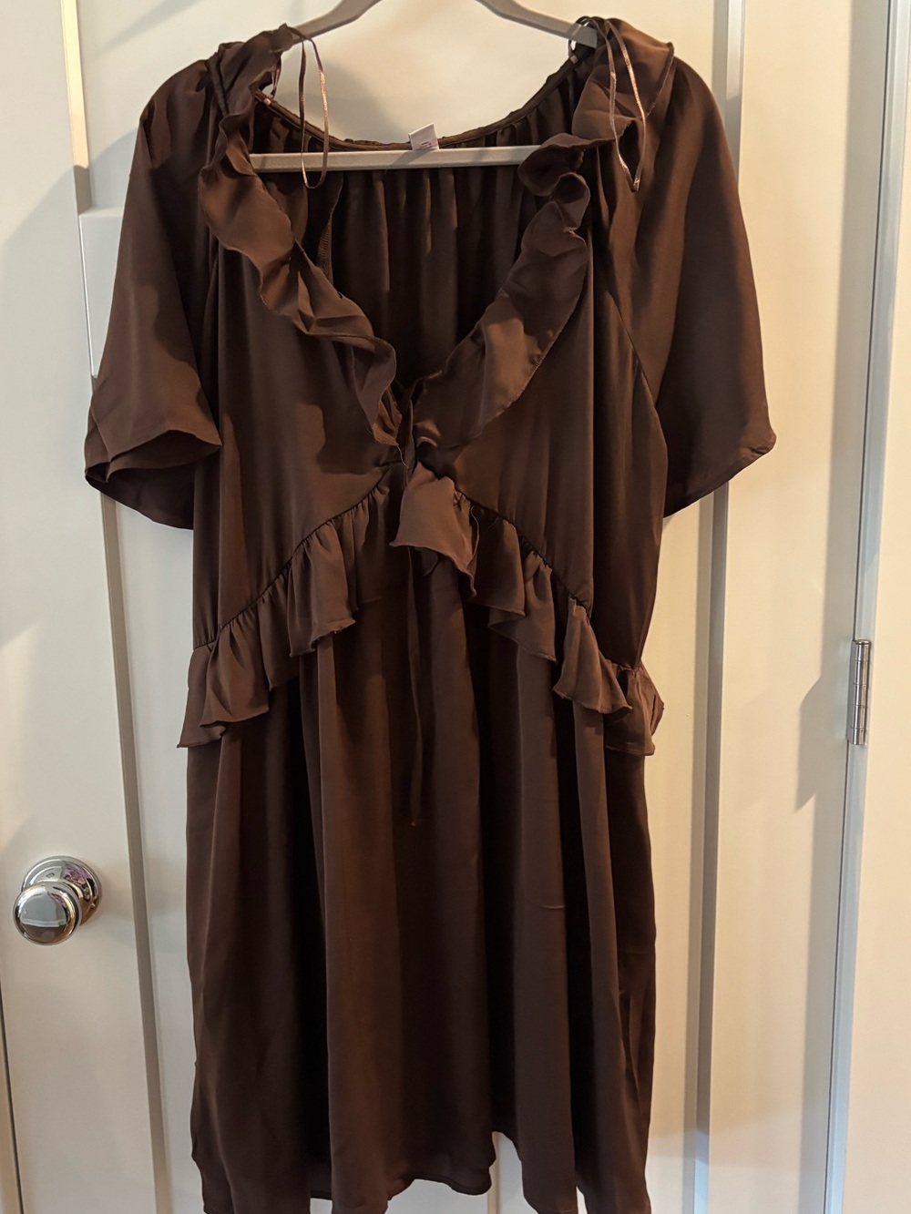 Old Navy Brown Ruffle-Trim Mini Dress